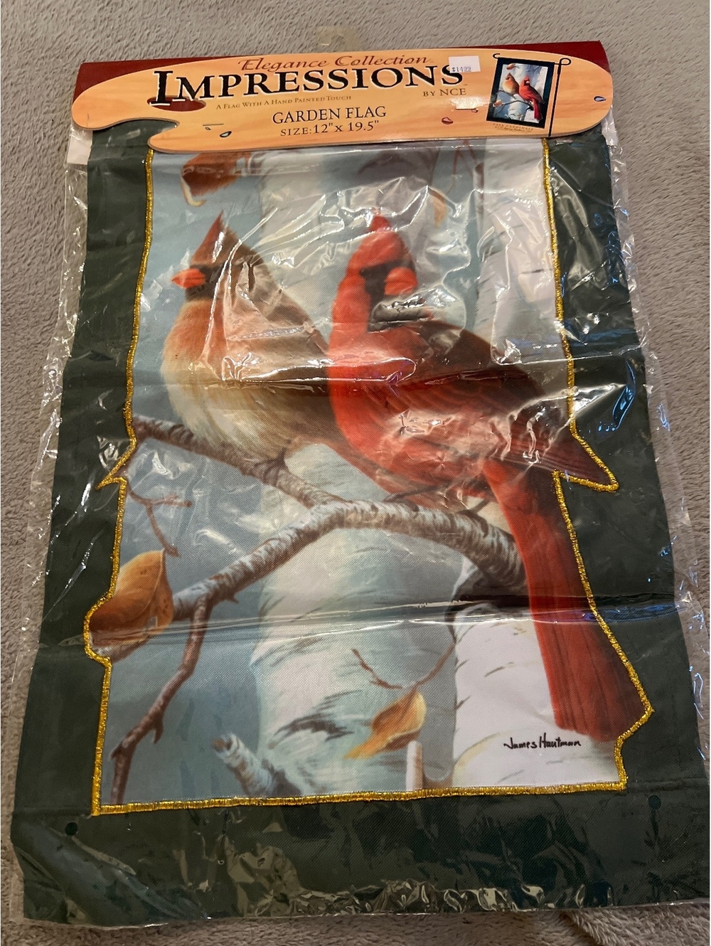 Impressions Garden Flag Fall Cardinals by James Hautman 12x19.5 inches